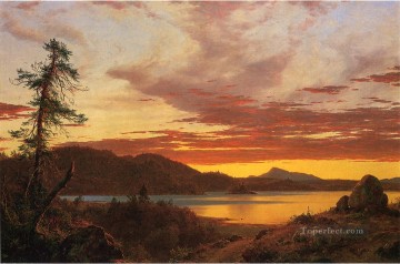  Hudson Oil Painting - Sunset scenery Hudson River Frederic Edwin Church
